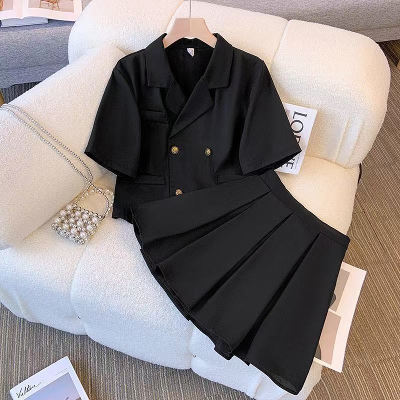 Irregular Top And Pleated Skirt Two-piece Set