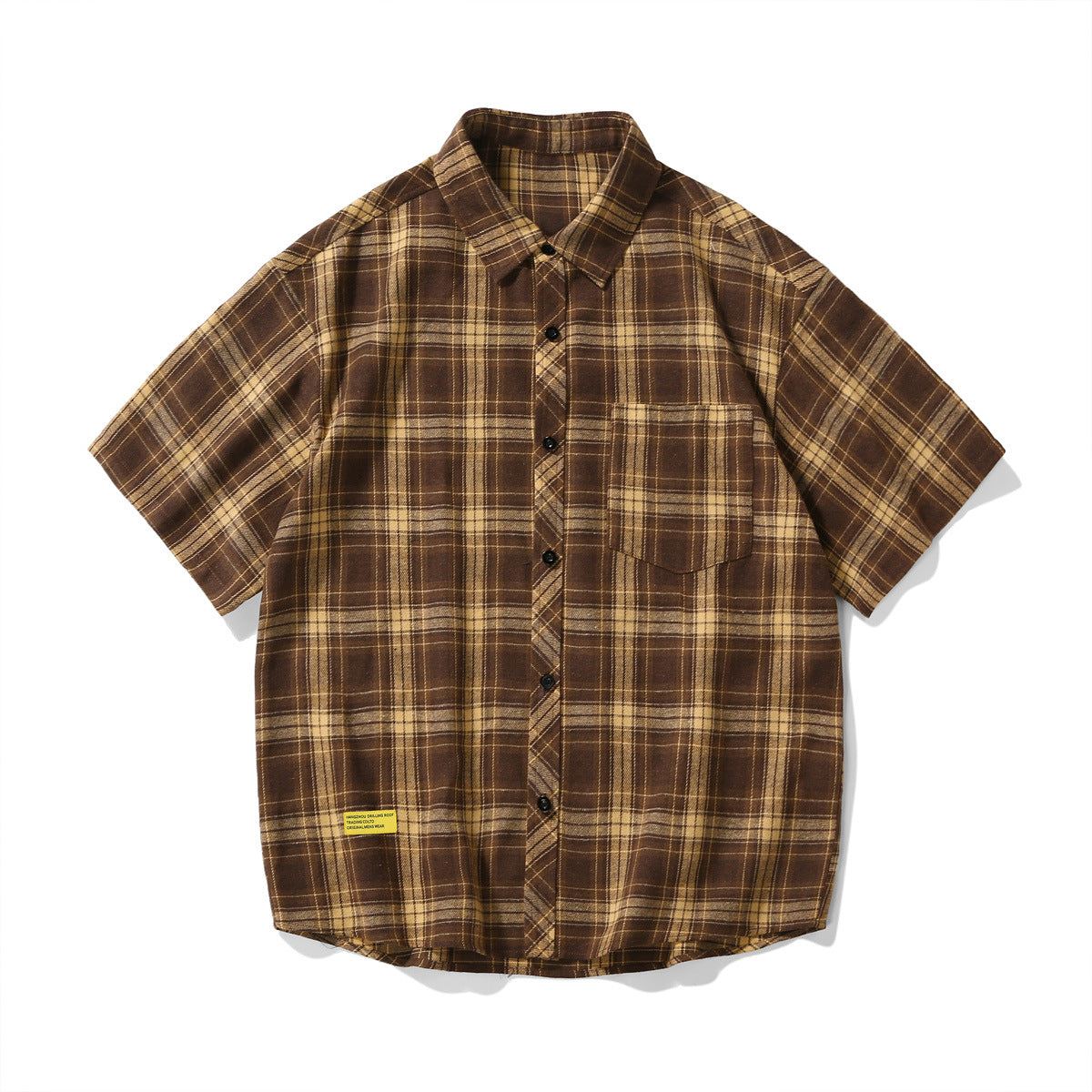 Men's Short-sleeved Plaid Shirt Retro Plus Size Casual Shirt