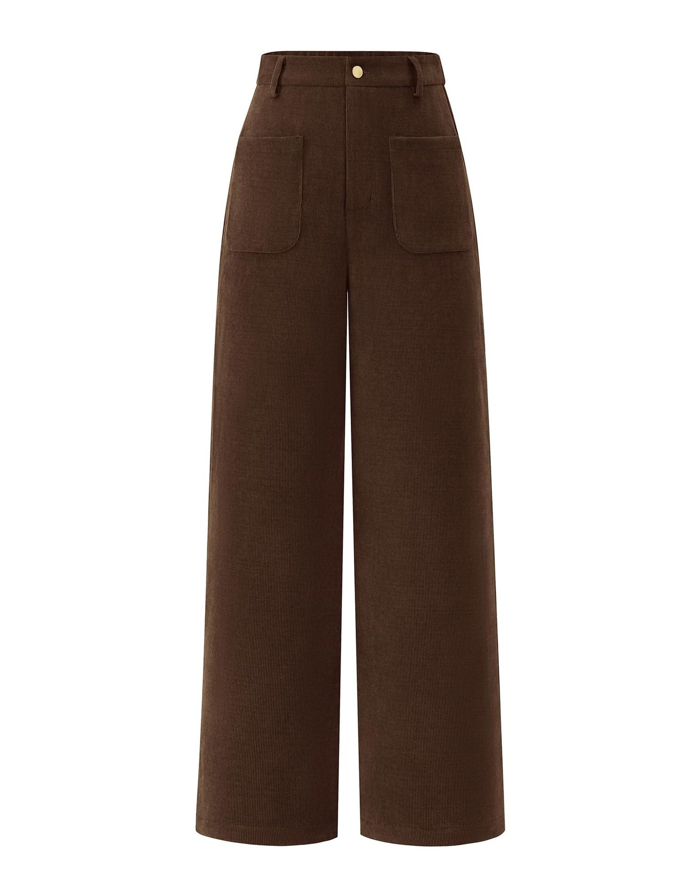 Stretch High Waist Button Wide Leg Pants