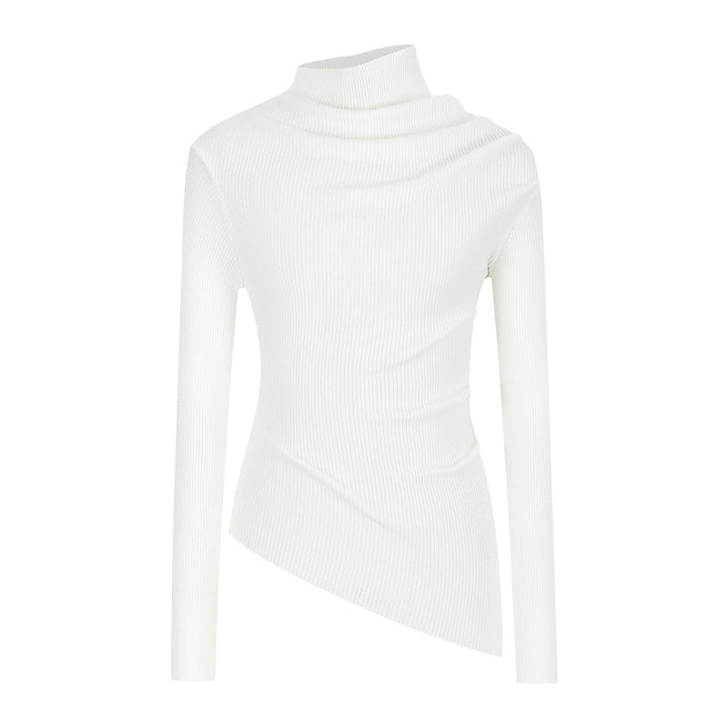 Sexy Off-the-Shoulder Long-Sleeve Knit Top For Women With A Slanted Neckline