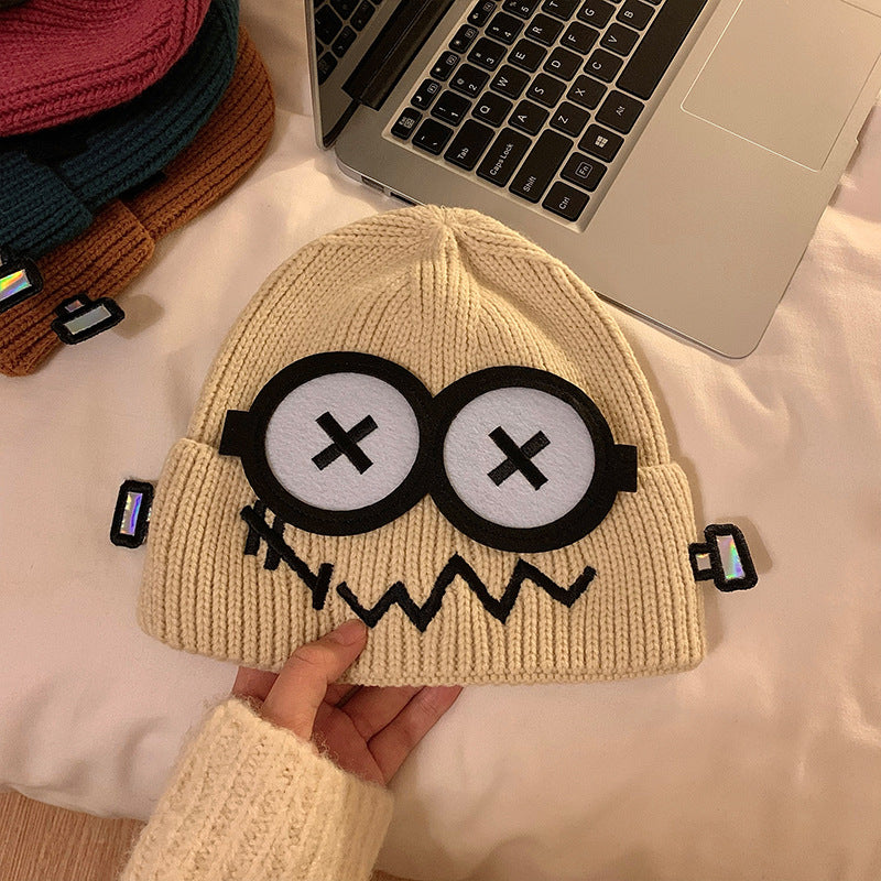 Cartoon-Knit Beanie For Fall And Winter