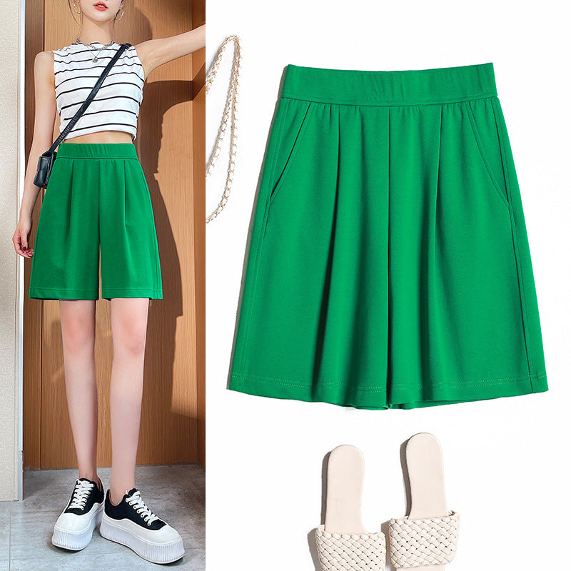 Women's High Waist Summer Thin Large Size Sports Wide Leg Shorts