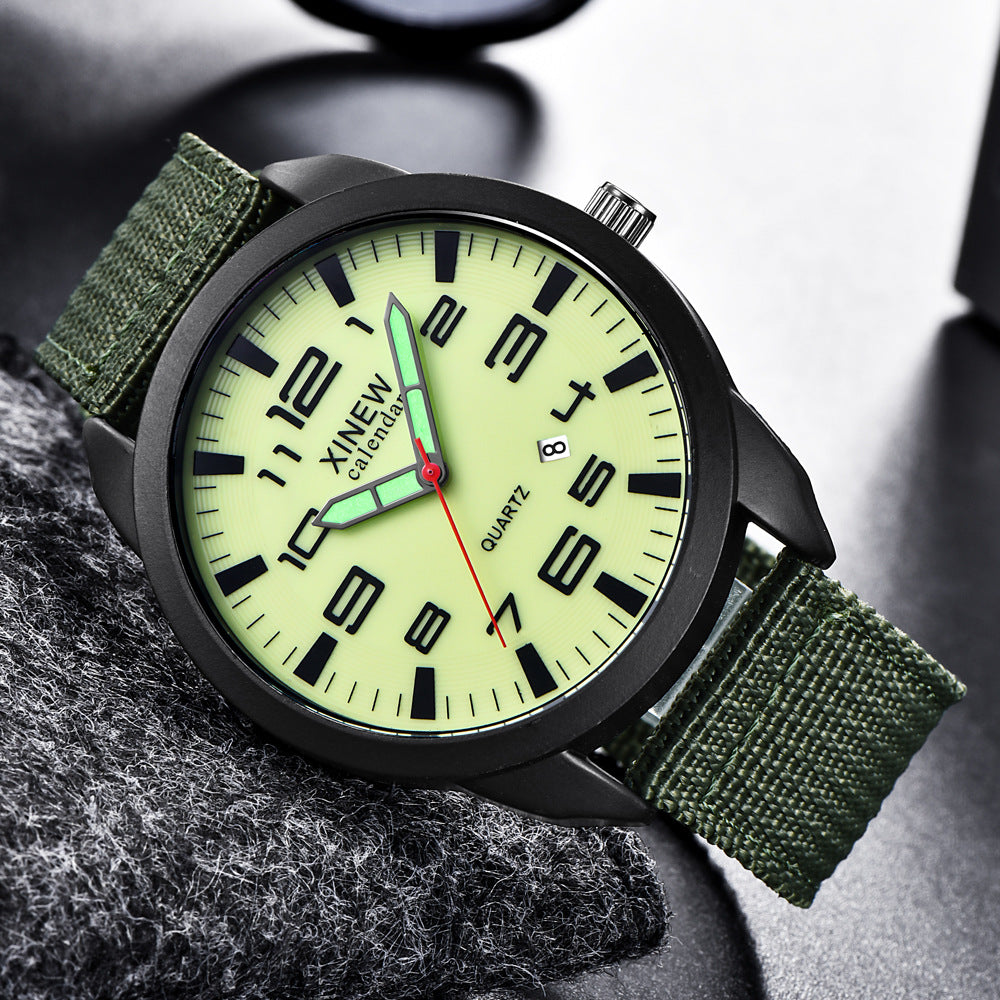 Men's Watch Nylon Strap Sports Watch Calendar Quartz Watch