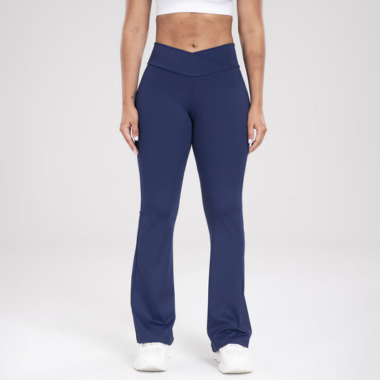 Cross Waist Sidelomme Fritids Sports Trompetbukser Slim Fit Yogabukser til Kvinder