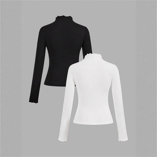 Women's Ruffled Knitted Slim Bottoming Shirt
