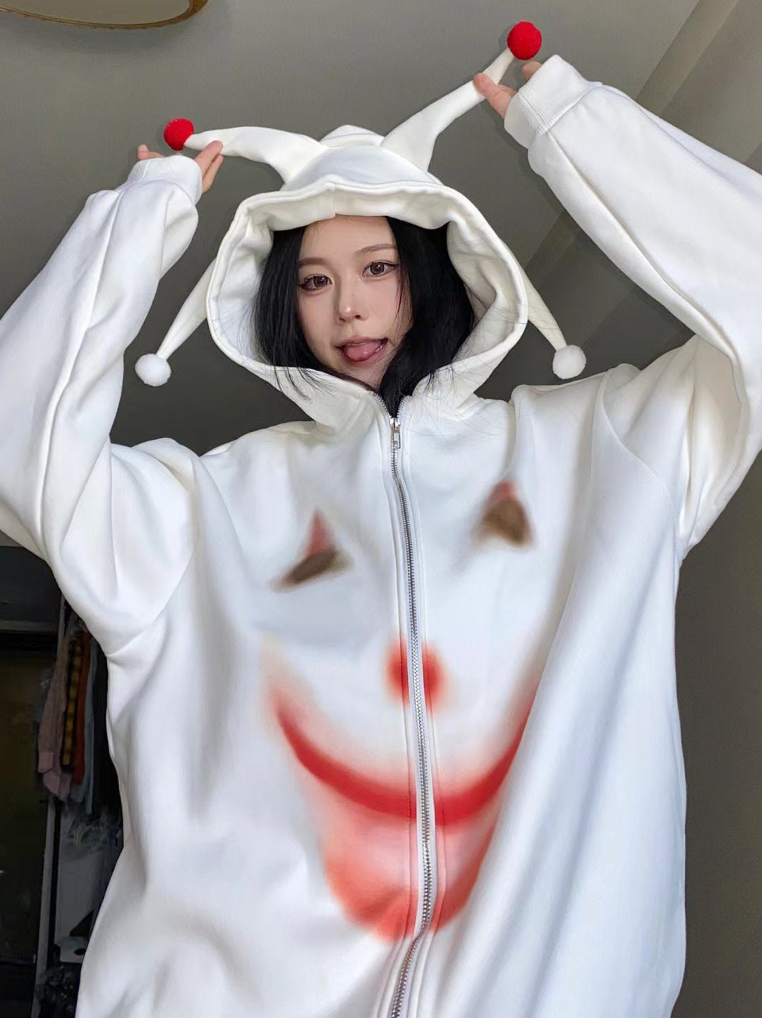 Women's Joker White Loose Sweater