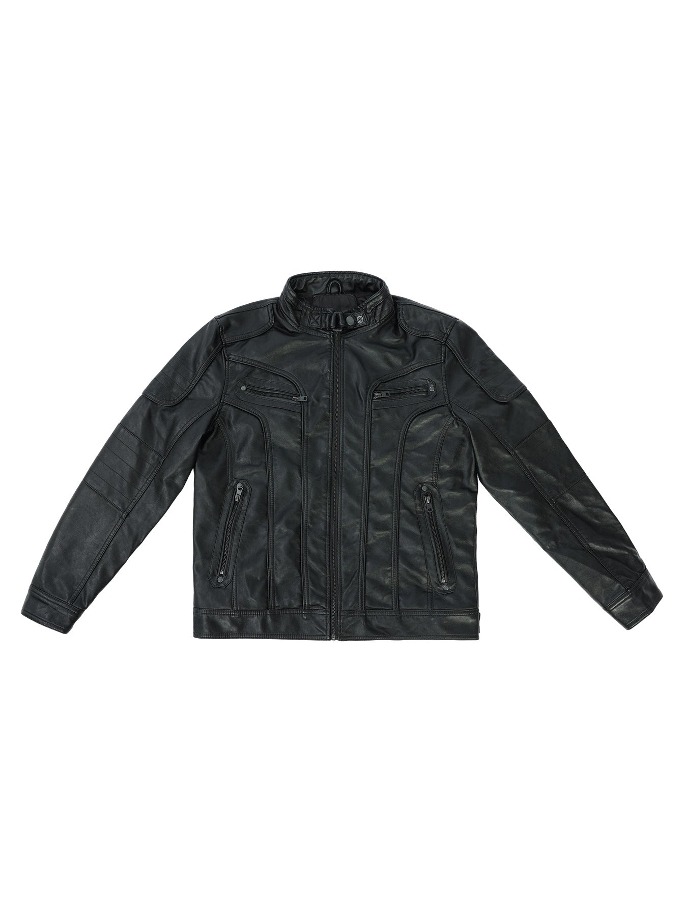 Men's PU Leather Coat Casual Stand Collar Motorcycle Jacket