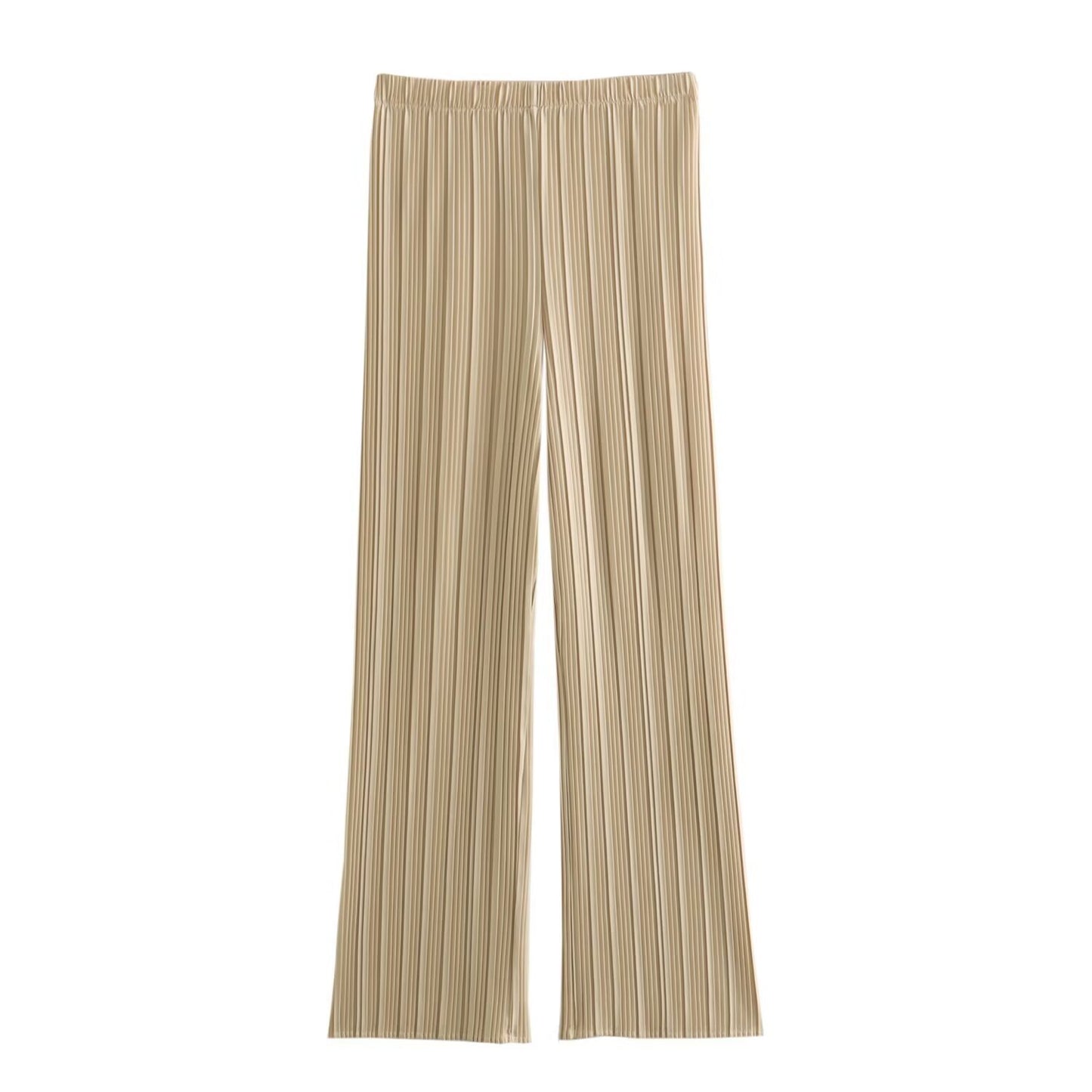 Pleated Sleeveless T-shirt Straight-leg Pants