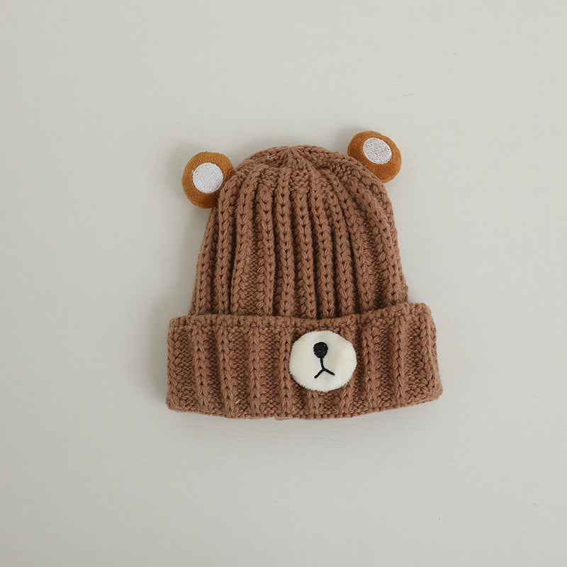 Knitted Hat Bear Candy Color Woolen Cap