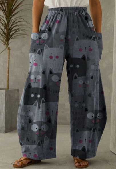 Printed 3D Trendy Irregular Wide-leg Pants