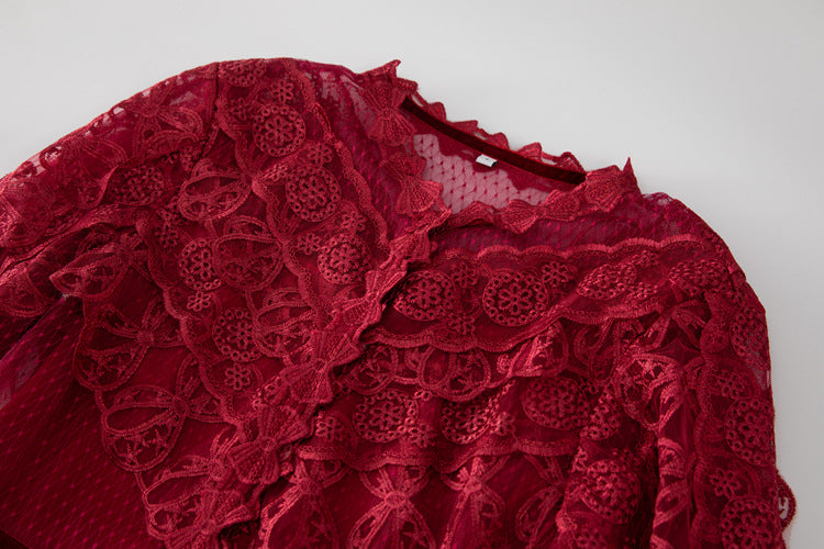 Women's Elegant Mesh Embroidered Perspective Long Skirt