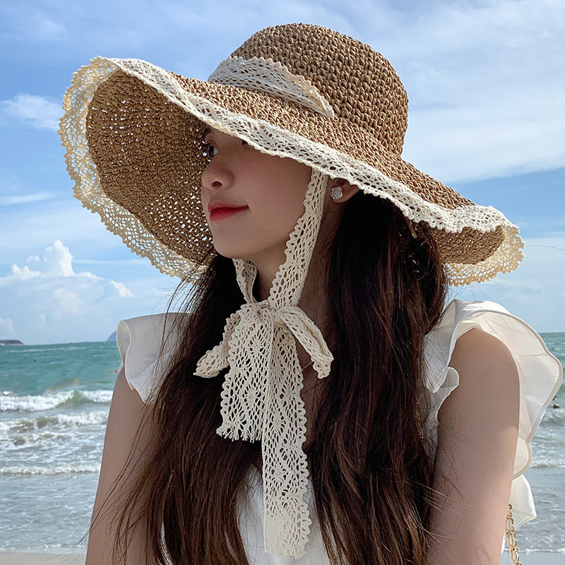 Women's Straw Hat Thin Breathable Lace Hollow