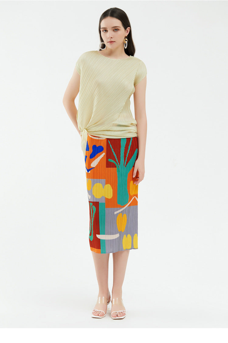 Women's Summer Printed Pleated Skirt