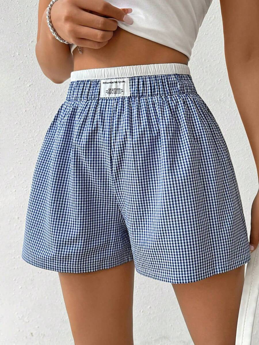 Elastic High-waist Buttoned Loose Casual Comfortable Basic Shorts