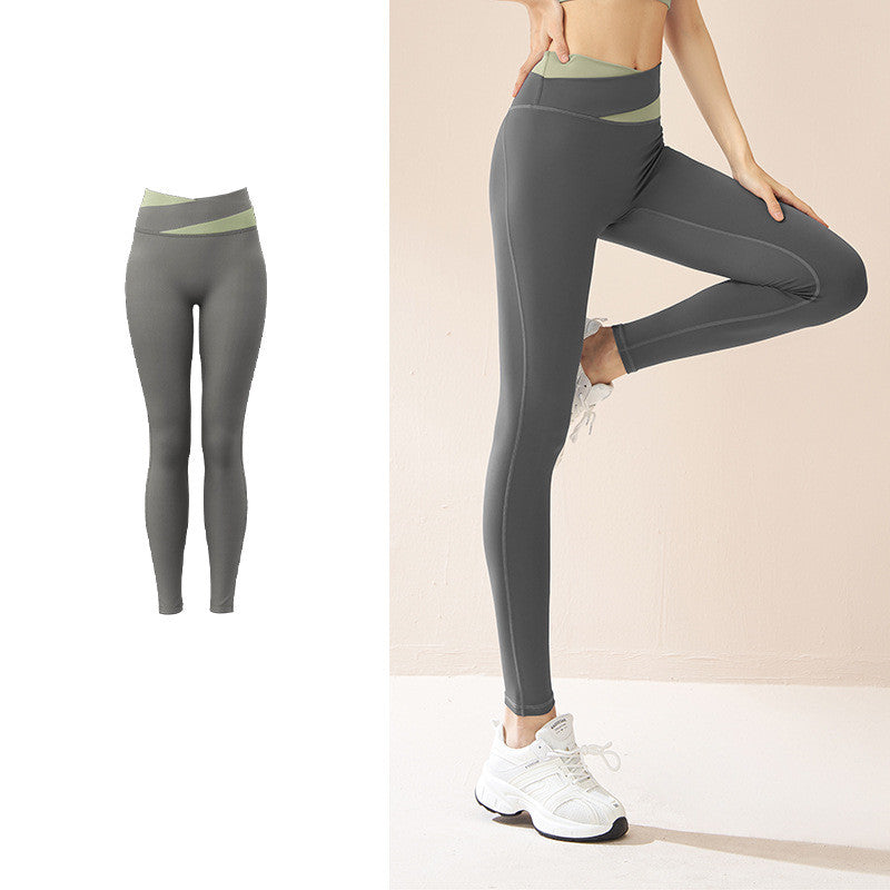 Sammenføjede højtaljede yogabukser Butt Lift Sømløse leggings Hurtigtørrende løbesportsfitnessbukser til kvindetøj