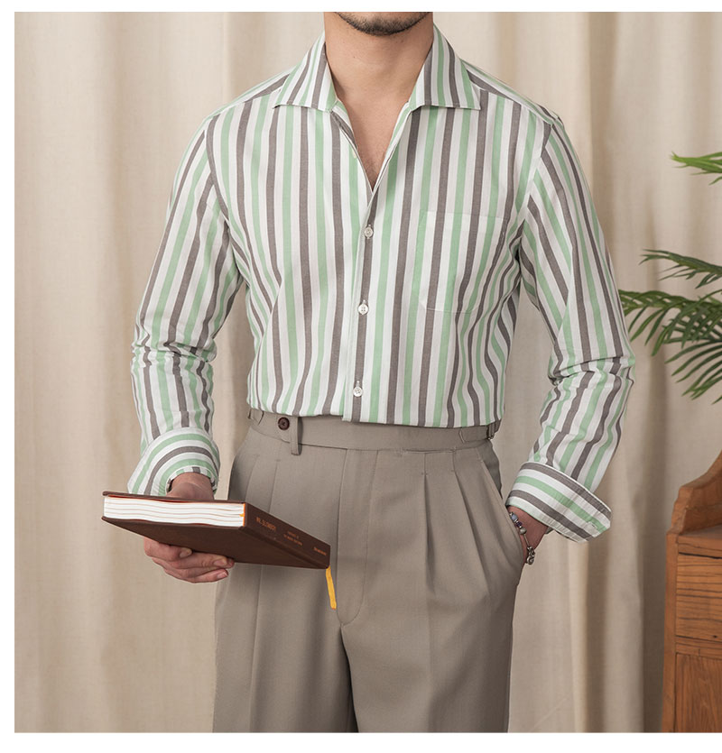 Men's Business Casual Cotton Striped Shirt