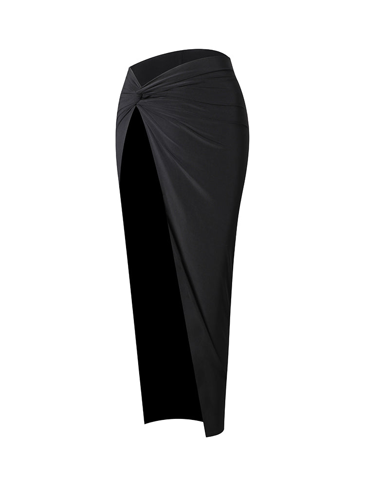 Knotted Latin Dance Dress Women's High Waist Half Skirt