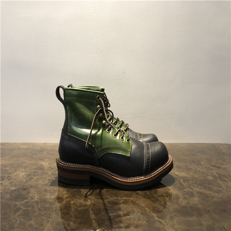 High-top Boots Leather All-match Mid-top Men's Shoes Trend