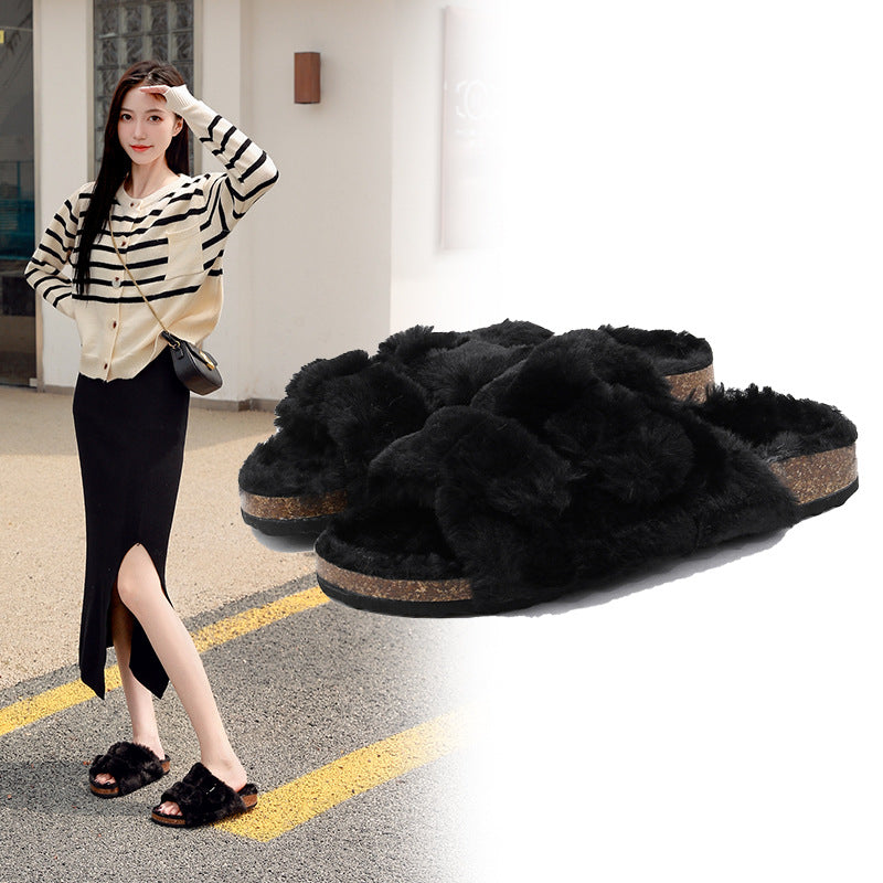 Winter Cotton Slippers Thick Bottom Non-slip Lamb Wool Slippers