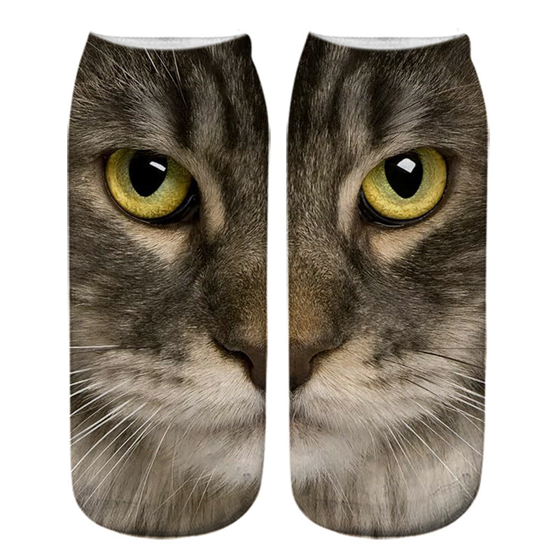 Cat Eye 3D Printing Heat Transfer Short Socks