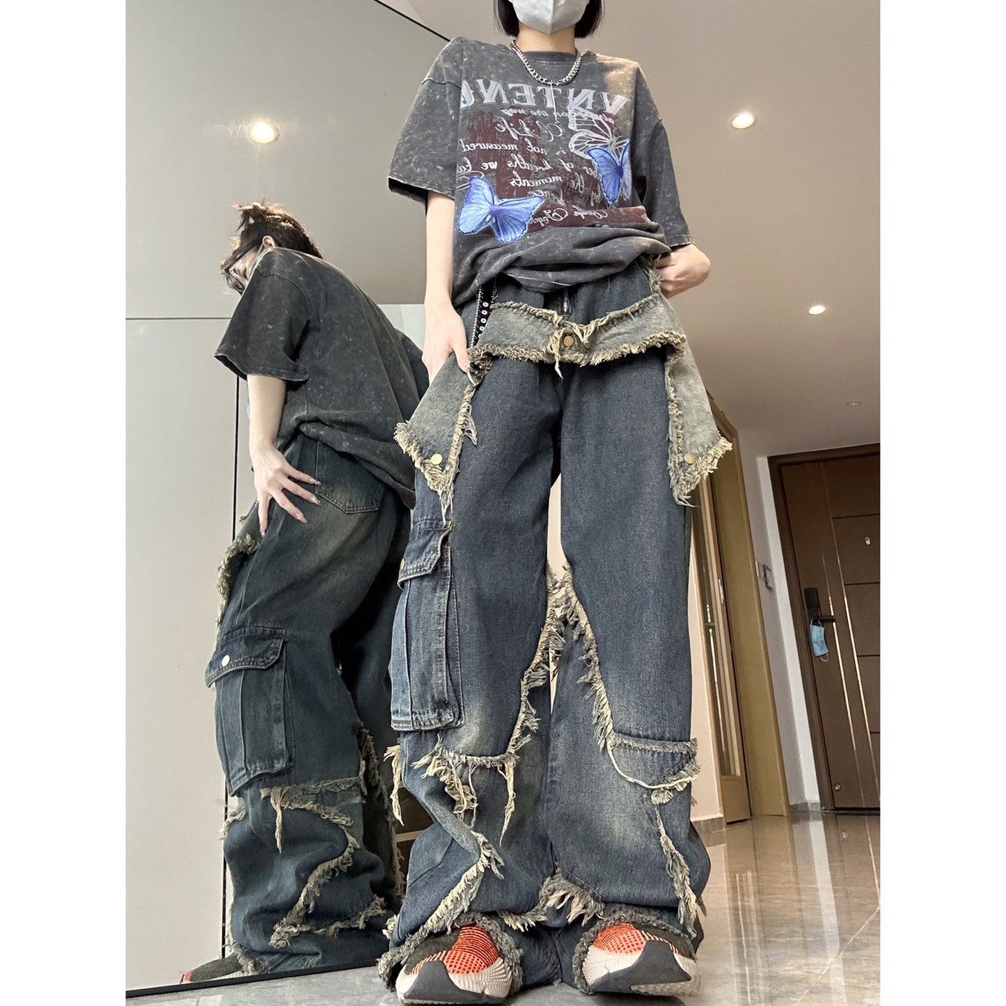 Small Street Design Sense American Retro Jeans Dame