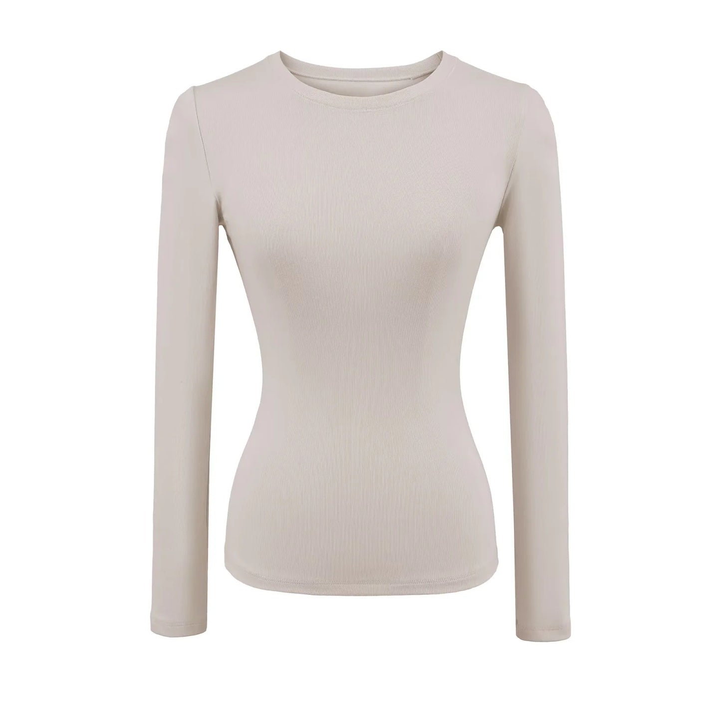 Womens Slim-fit Figure-flattering Base Top With A Round Neckline And An Hourglass Waist