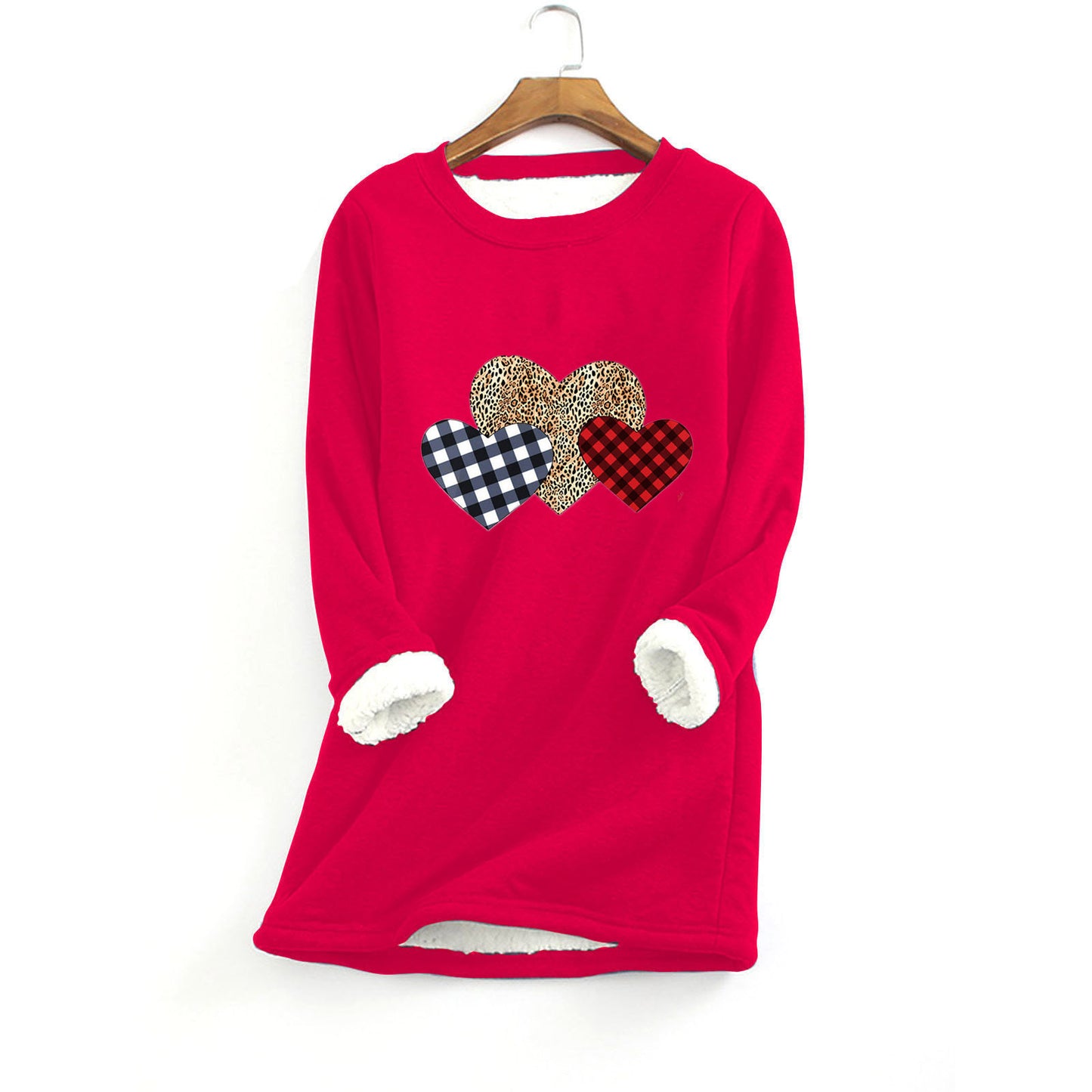 Autumn And Winter Women's Fleece-lined Women's Round Neck Sweater