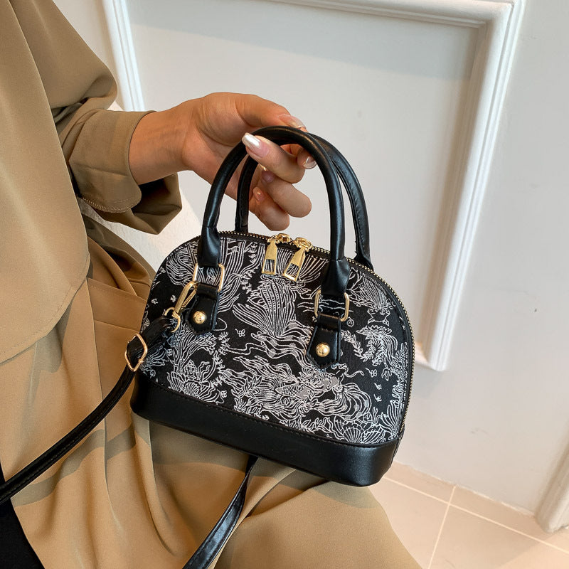 Popular Fashion Pattern Stitching Shoulder Messenger Bag Women's Simple Portable