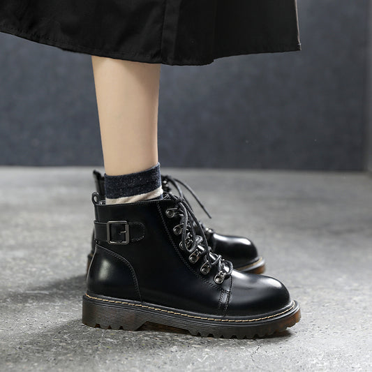 Ladies Handsome Retro Flat Short Boots