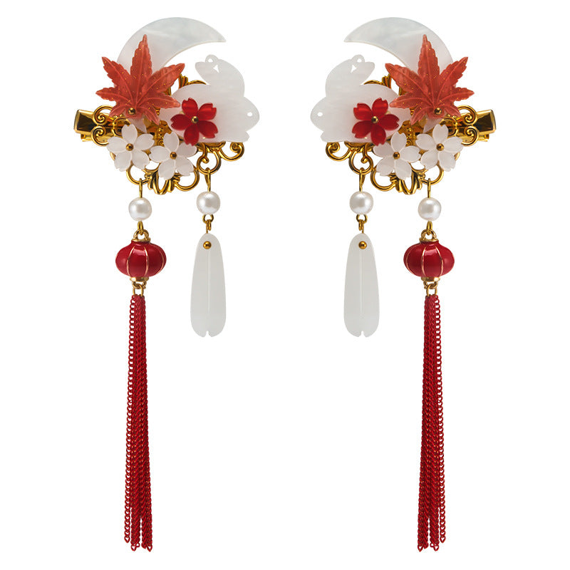 Antique Hairpin Cute Rabbit Lantern Fringed Edge Clip Girl Retro Clip Headdress