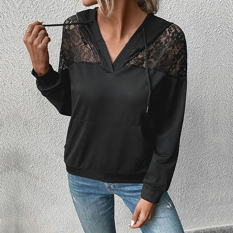 Autumn And Winter New Long Sleeve Black  Women's Hoodie Sweater