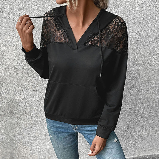 Autumn And Winter New Long Sleeve Black  Women's Hoodie Sweater