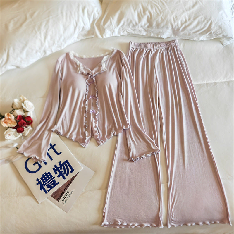 Womens Springautumn Long-sleeve Lightweight Pajama Set