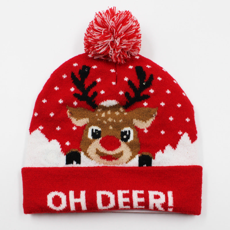 Holiday Party Christmas LED Luminous Knitted Jacquard Knitted Hat
