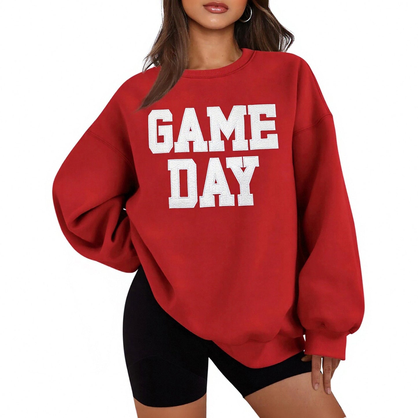 Afslappet løstsiddende sweatshirt med rund hals og bogstavprint