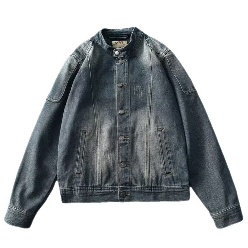Stand Collar Retro Do The Old Cowboy Jacket Stitching Overalls Men