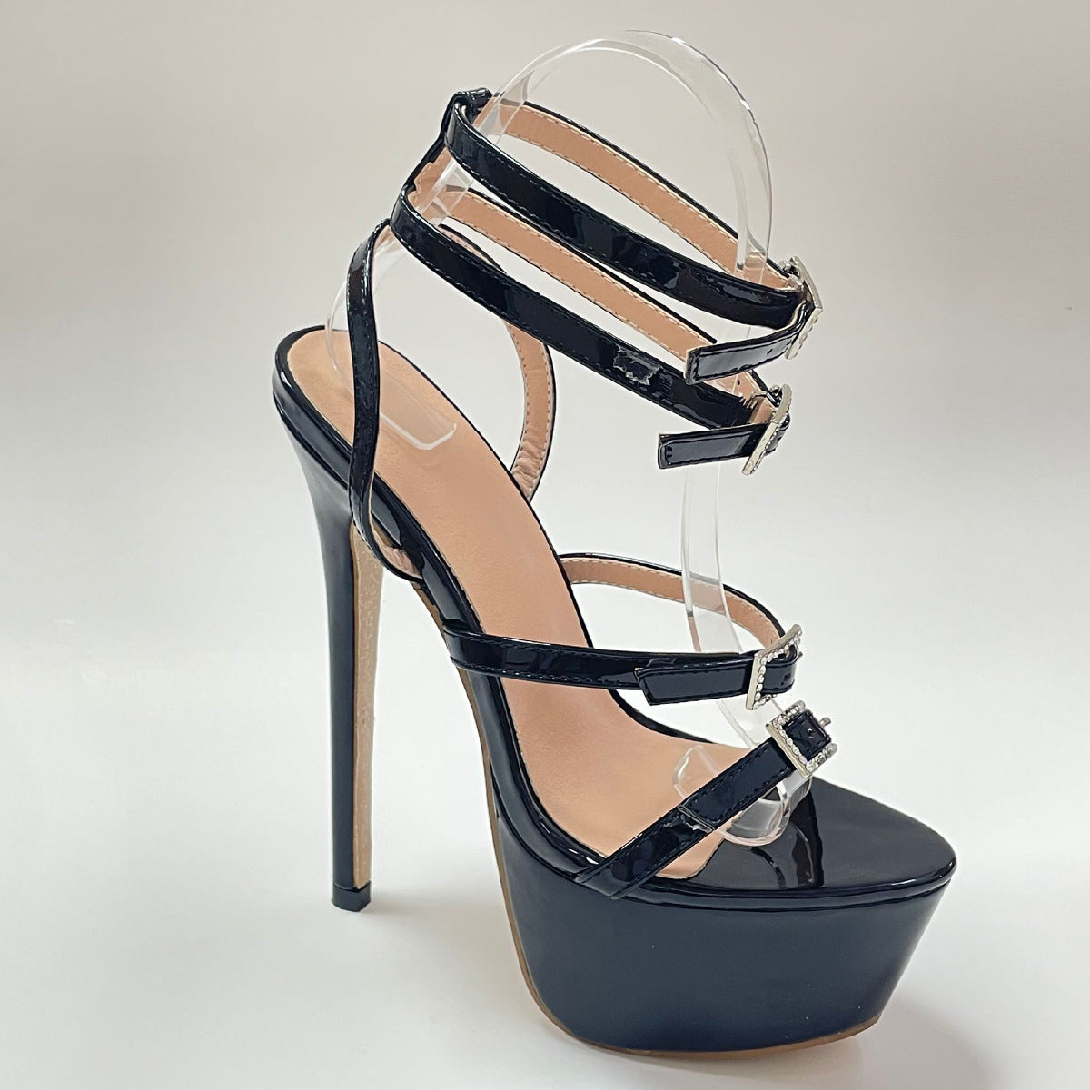 16CM High Heel Rhinestone Buckle Platform Buckle Wedding Sandals