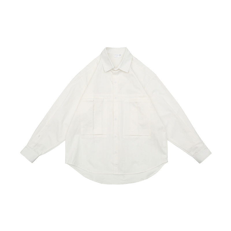 Men's And Women's Fashionable Simple Washed Long-sleeved Shirt Jacket