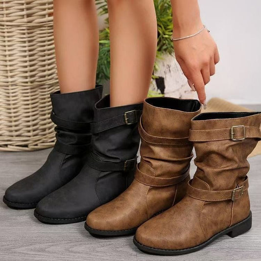 Boots Women's Round Toe Flat