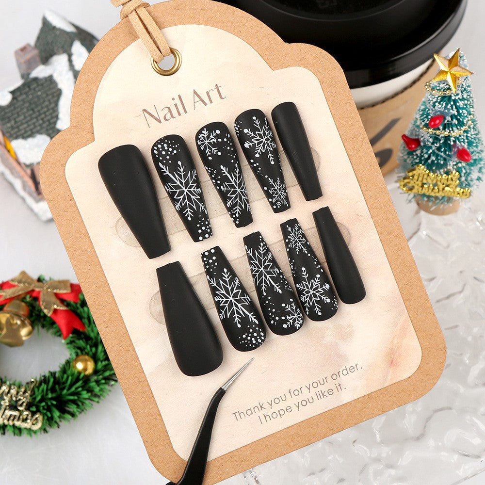 24 Pieces Christmas Black Red Bottom Big Snowflake Manicure