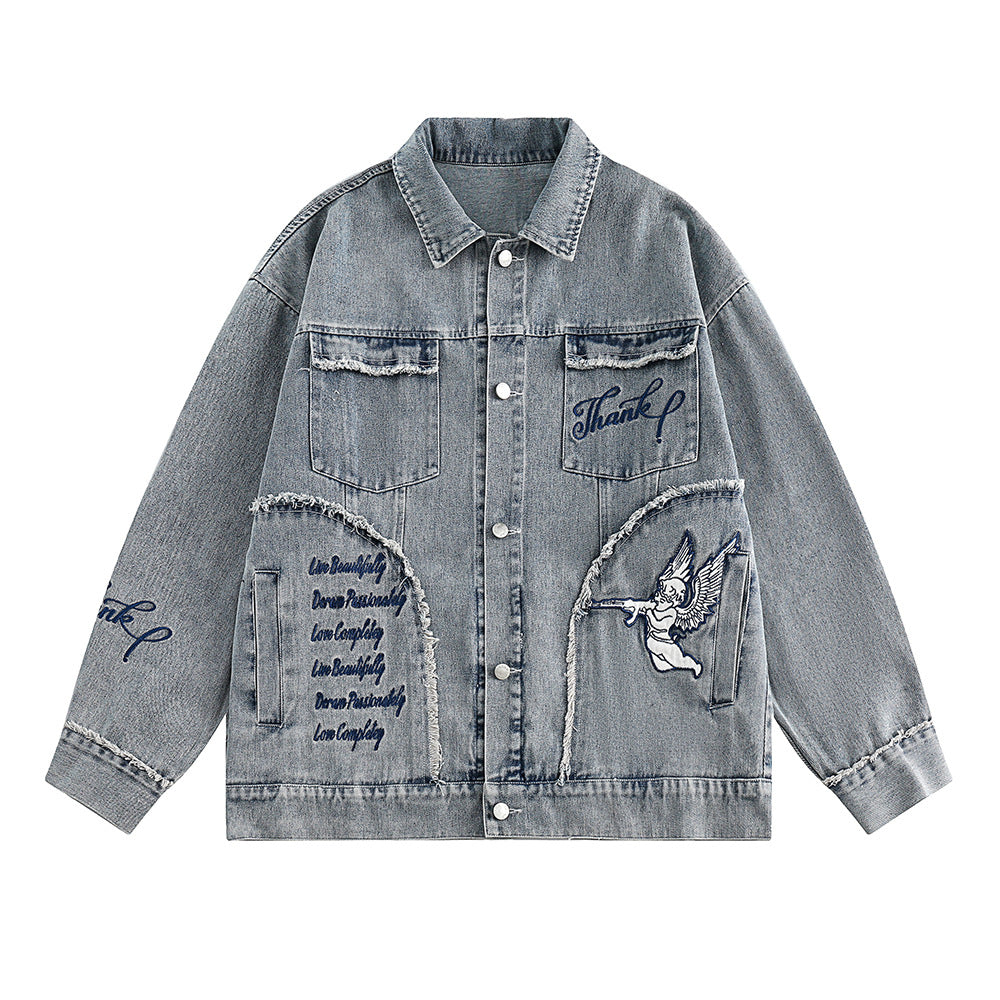 Cat Beard Stitching Loose Lapels Coat American Fashion Brand