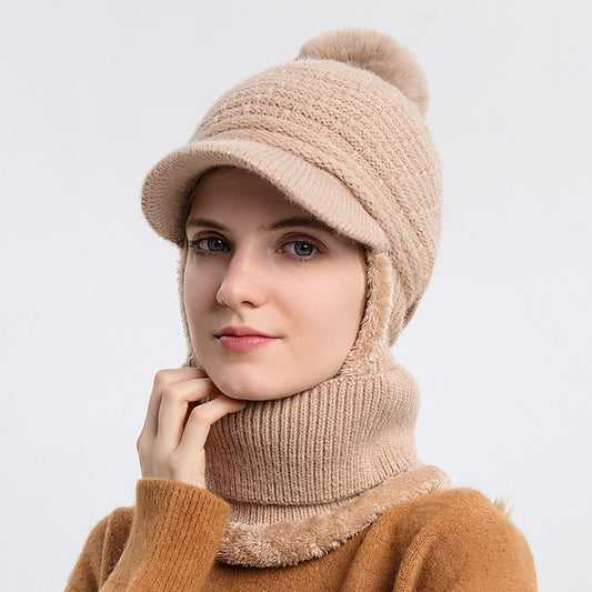 Women's Plush Thickened Warm Knitted Hat Ear Shield