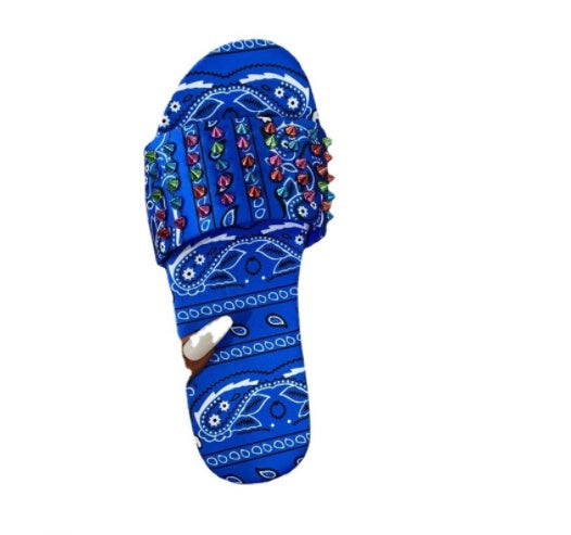 European And American New Style Printed Toe Flat Rivet Casual Sandals And Slippers