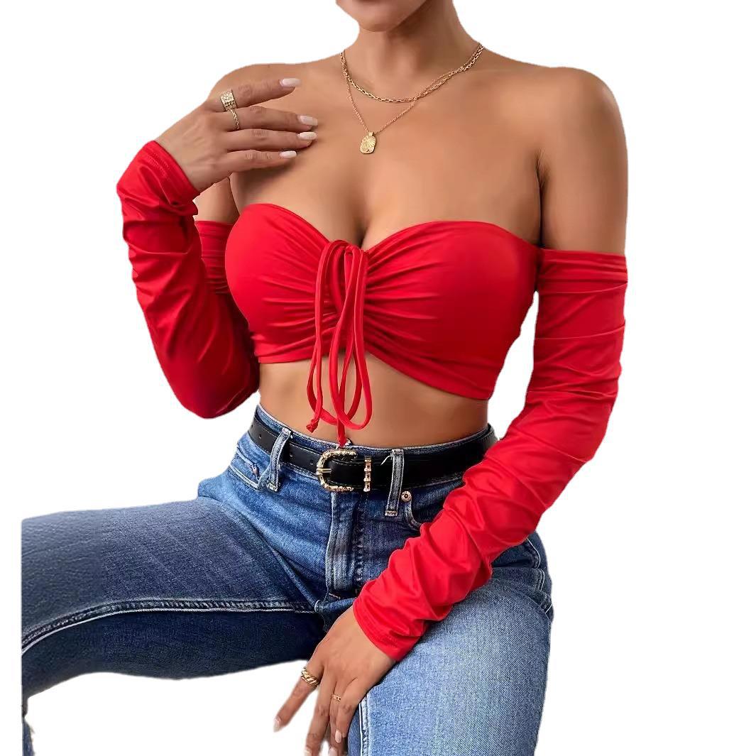 Night Club Style Slimming Waist Drawstring Long-sleeved Vest Can Be Worn Outside
