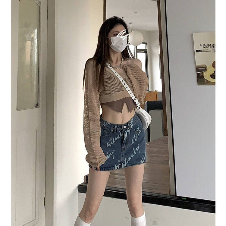 Sun Protective Blouse Camisole Women's Two-piece Slim-fit Short Top