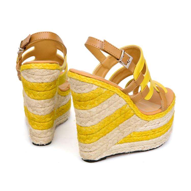 Straw Wedge Anti Slip Platform High Heel Platform Roman  Sandals