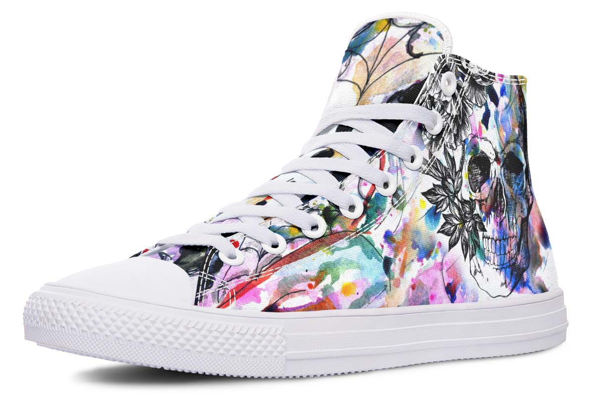 Men's And Women's Fashion Color Printing High-top Canvas Shoes