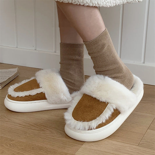 Women's Fashion Casual Vintage Style Collision Color Cotton Slippers
