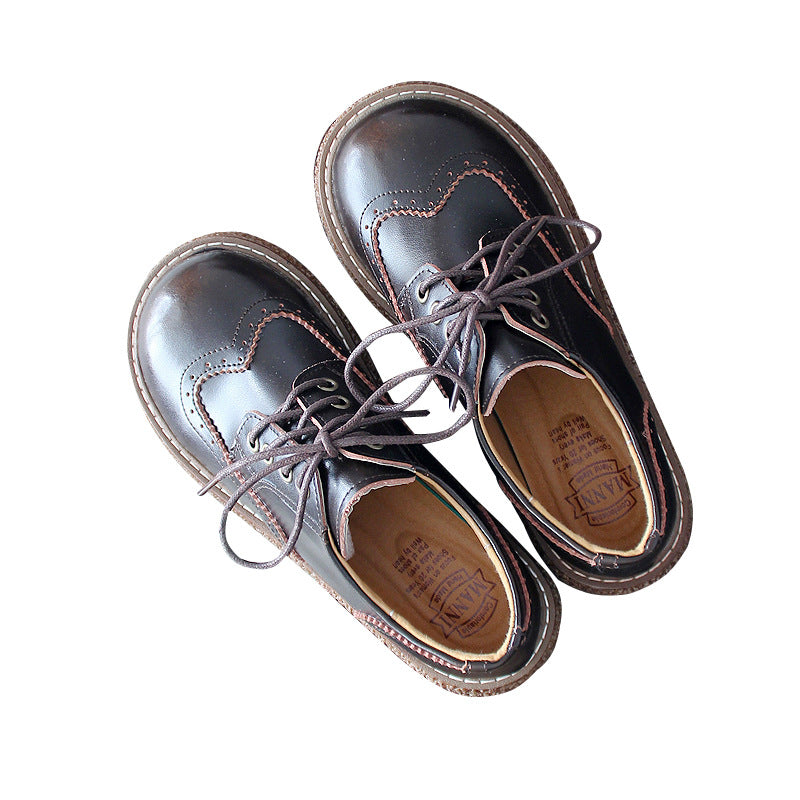Literary Retro Small Leather  Women's Shoes