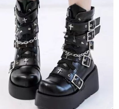 Stylish And Super-cool Chunky Round-toe Dr Martens Boots Designed Specifically For Women